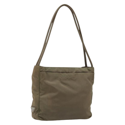 Prada PRADA Tote Bag Nylon Khaki Silver Authentic BA12923