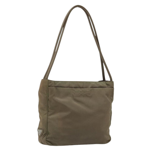 Prada PRADA Tote Bag Nylon Khaki Silver Authentic BA12923