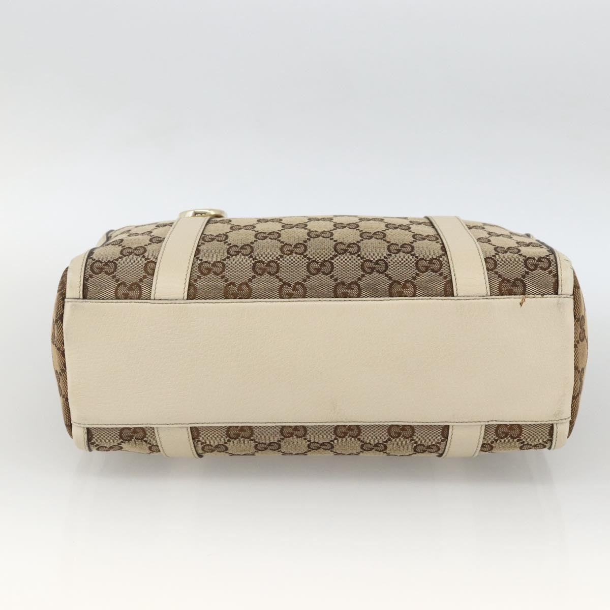 Gucci GUCCI GG Canvas Hand Bag Beige Gold 130942 Authentic BSZ194