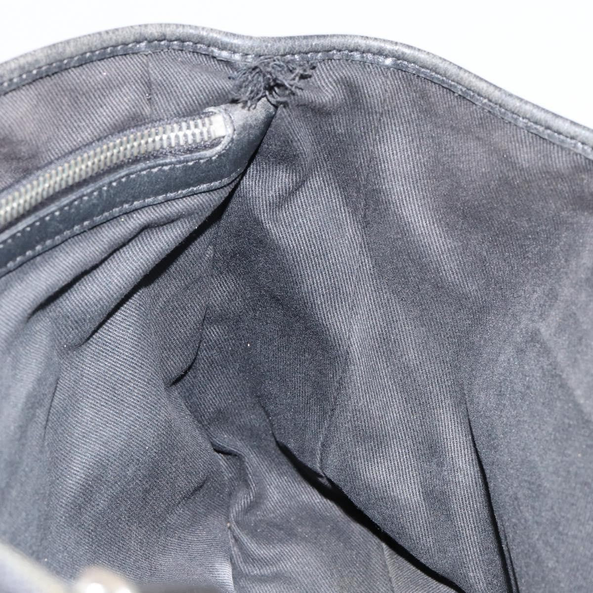 Celine CELINE Macadam Canvas Boogie Hand Bag Dark Brown Black Silver Authentic ti3458