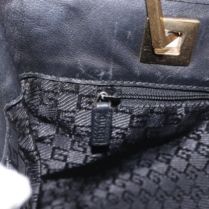 Gucci GUCCI Tote Bag Leather Black Gold 002 1099 Authentic 166099