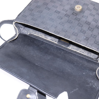 Gucci GUCCI GG Canvas Shoulder Bag Black Gold 001 261 0613 Authentic 144610