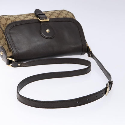 Gucci GUCCI GG Canvas Shoulder Bag Beige Silver Brown 308452 Authentic bs28633