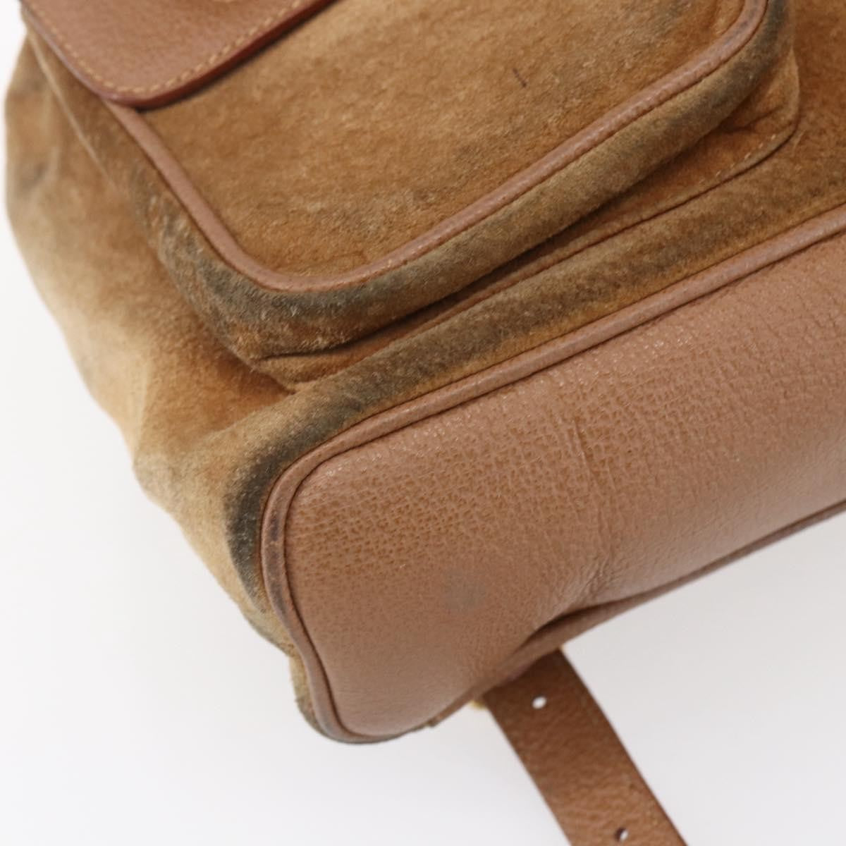 Gucci GUCCI Bamboo Backpack Suede Brown Gold 003 2058 0016 Authentic 148819 Bag