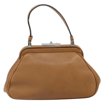Prada PRADA Hand Bag Leather Brown Silver Authentic yk19954