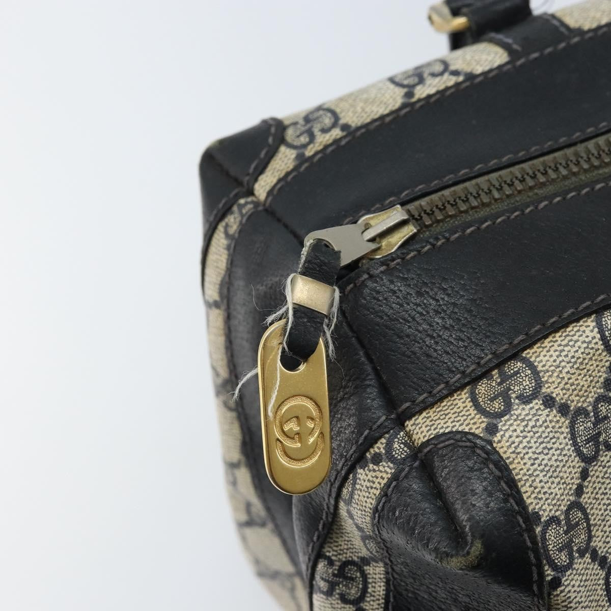 Gucci GUCCI GG Supreme Hand Bag PVC Navy Gold Authentic YKZ165
