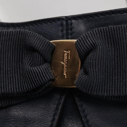Salvatore Ferragamo Salvatore Ferragamo Vala Tote Bag Leather Navy Gold Authentic 145957