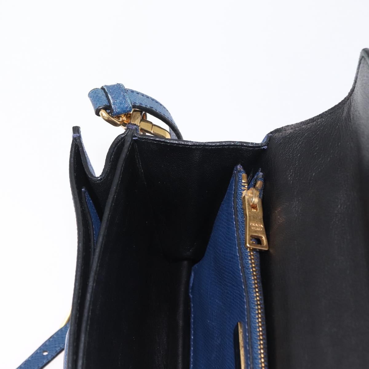 Prada PRADA Hand Bag Safiano leather 2way Blue Gold Authentic 163032