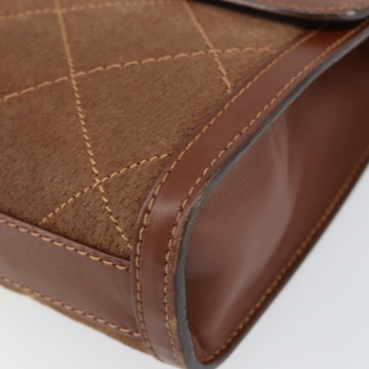 Gucci GUCCI Shoulder Bag Suede Leather Brown Gold Authentic 146416