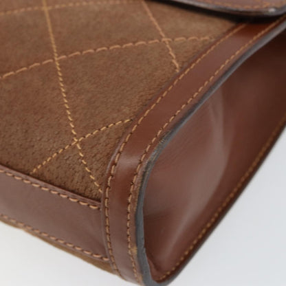Gucci GUCCI Shoulder Bag Suede Leather Brown Gold Authentic 146416