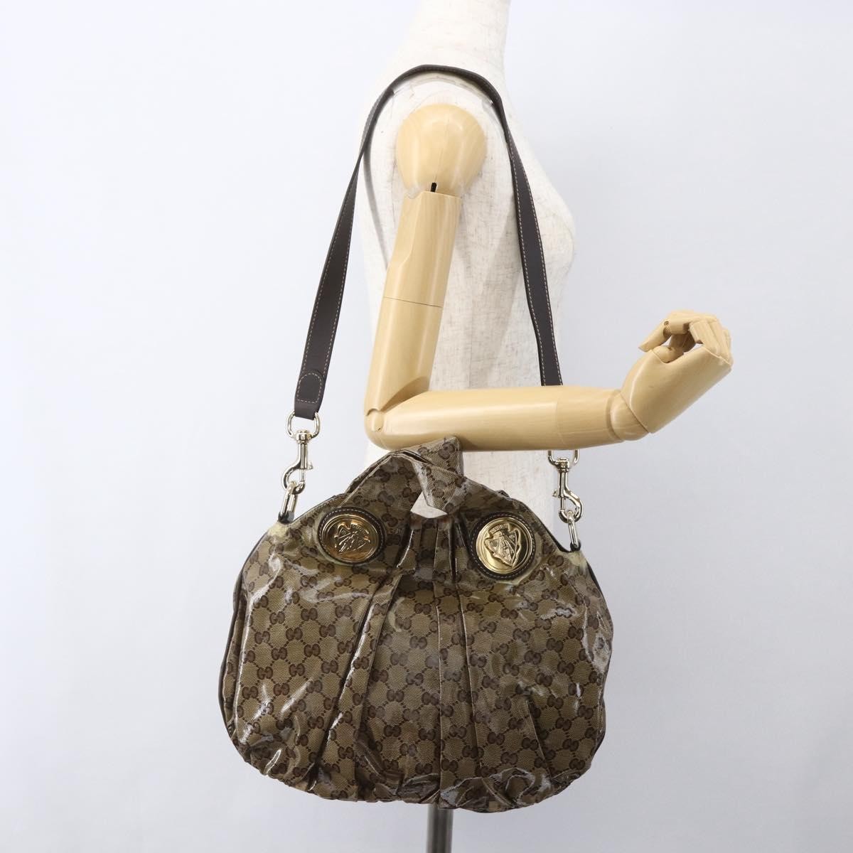 Gucci GUCCI GG Crystal Histeria Bag Coated Canvas 2way Beige Gold 203486 Authentic 154644