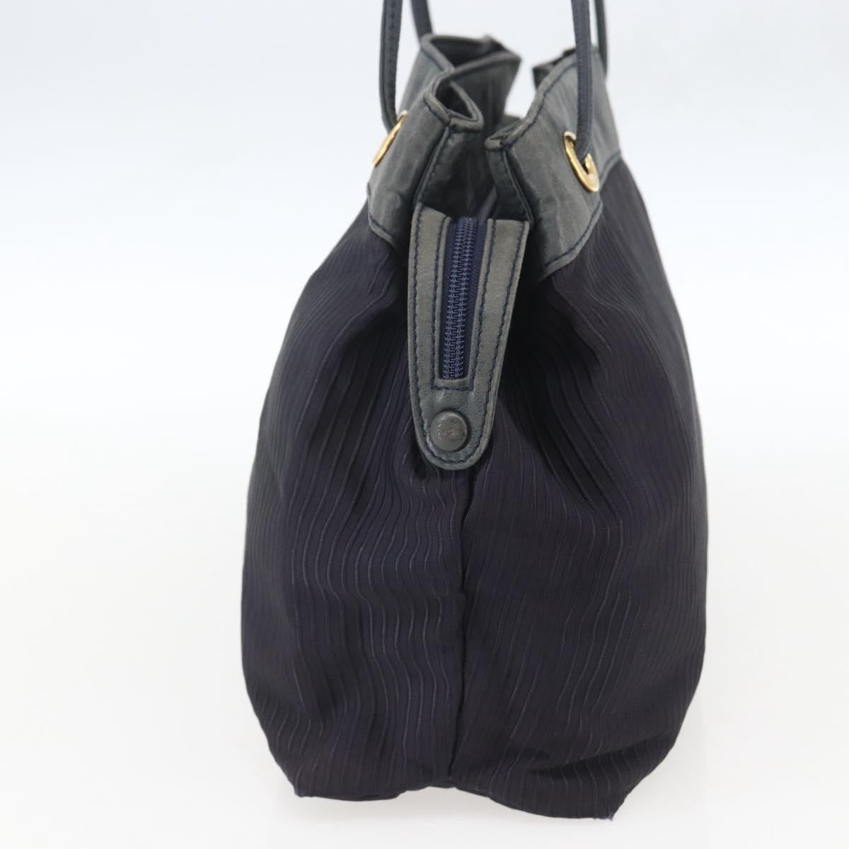 Loewe LOEWE Shoulder Bag Nylon Navy Gold Authentic 159401