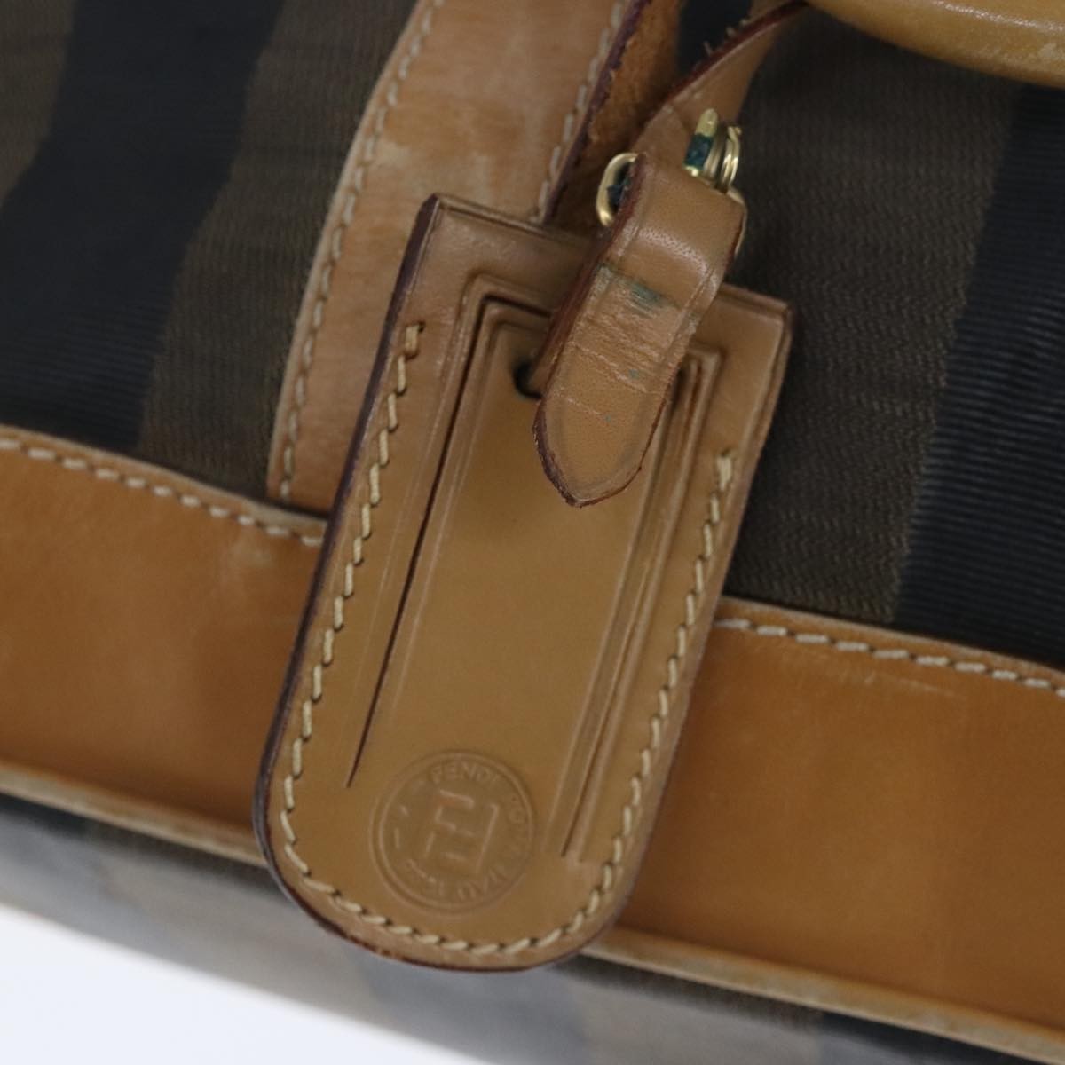 Fendi FENDI Pecan Canvas Boston Bag Coated Canvas Khaki Brown Authentic ti2355