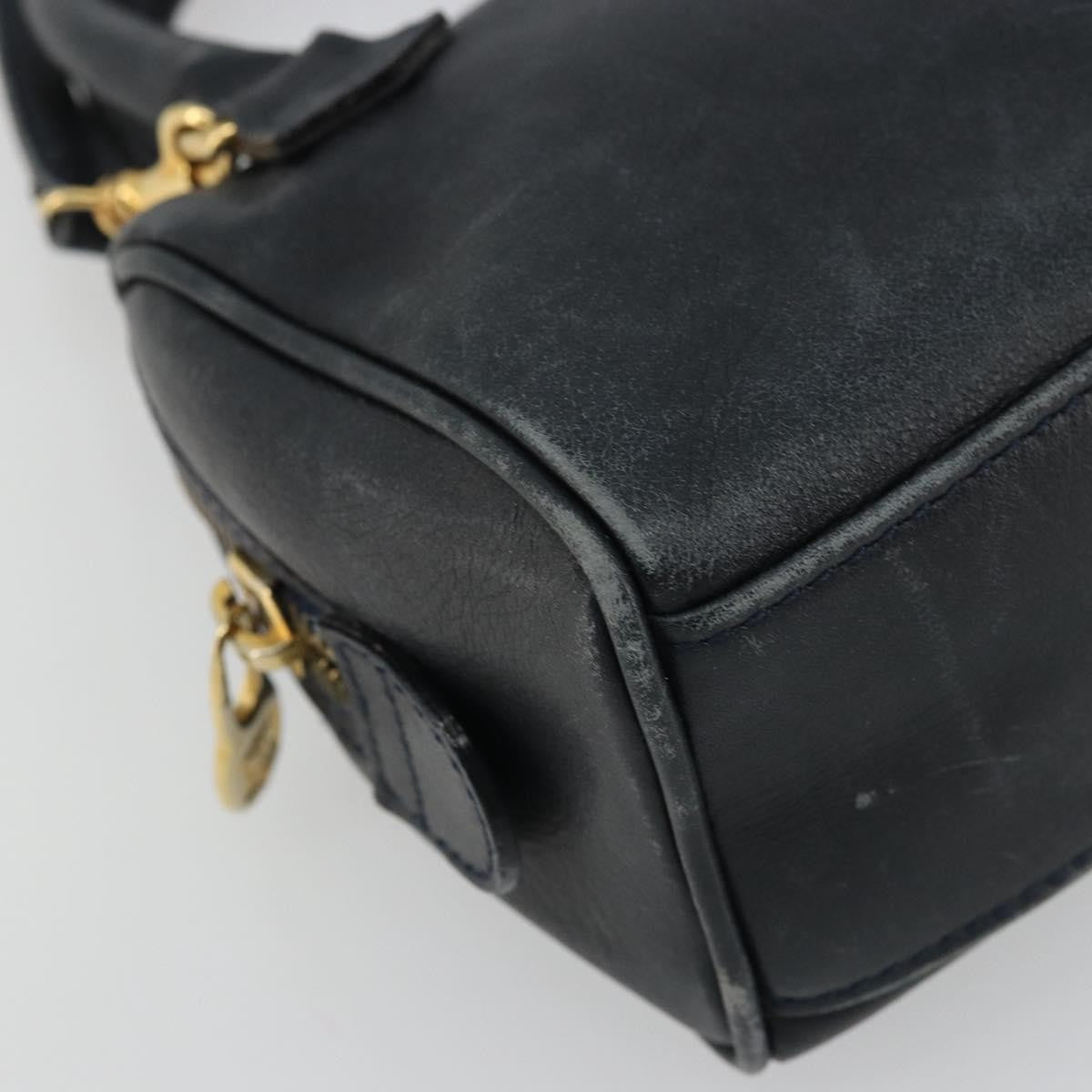 Celine CELINE Hand Bag Leather 2way Gold Navy Authentic am11231A