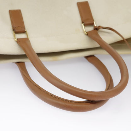 Celine CELINE Horizontalkava Tote Bag Canvas 2way White Gold Authentic 101048