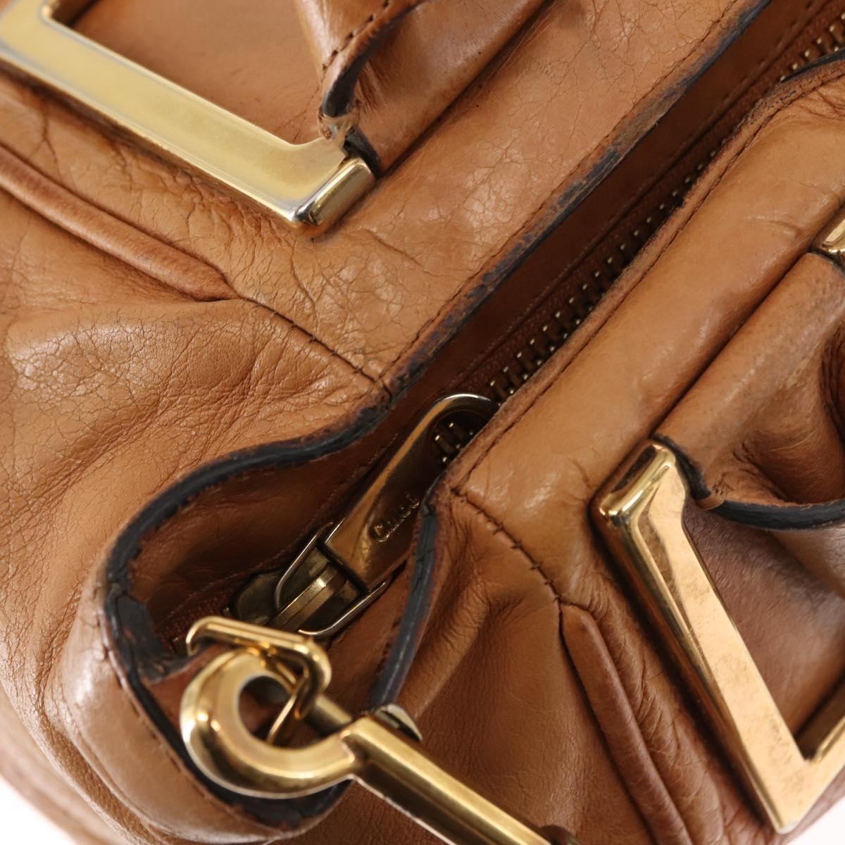 Chloé Chloé Chloe Etel Hand Bag Leather 2way Beige Gold Authentic fm4883