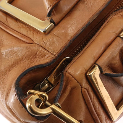 Chloé Chloé Chloe Etel Hand Bag Leather 2way Beige Gold Authentic fm4883