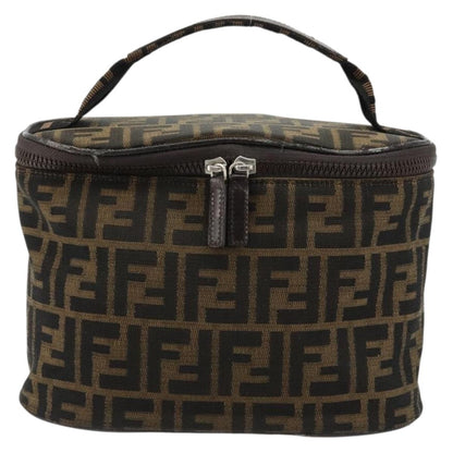 Fendi FENDI Zucca Canvas Vanity Hand Bag Black Brown Authentic 180329