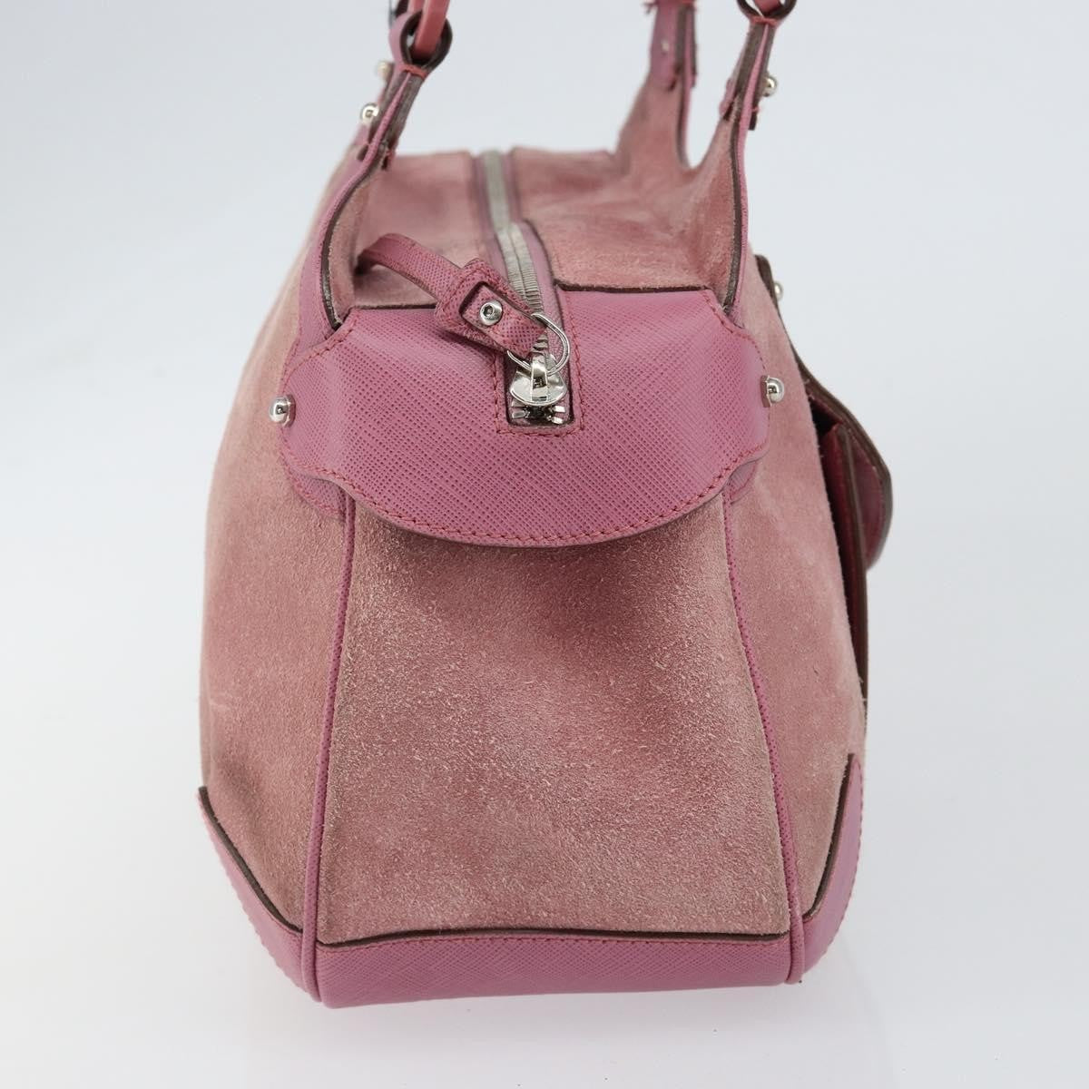 Salvatore Ferragamo Salvatore Ferragamo Gancini Hand Bag Suede Leather Pink Silver Authentic bs30801