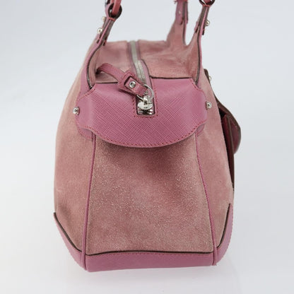 Salvatore Ferragamo Salvatore Ferragamo Gancini Hand Bag Suede Leather Pink Silver Authentic bs30801