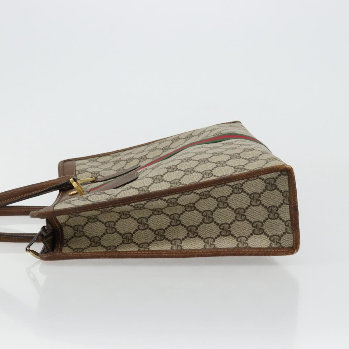Gucci GUCCI GG Supreme Web Sherry Line Hand Bag PVC Beige Gold 002 4083 39 Authentic ka4103