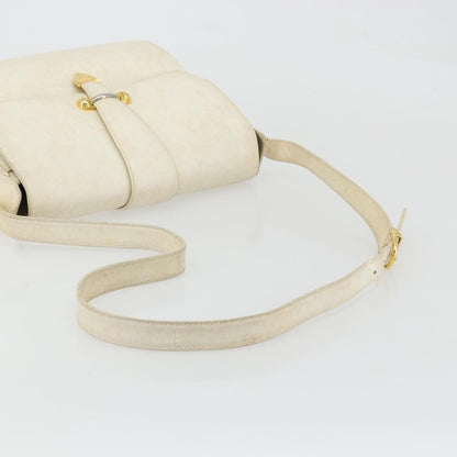 Gucci GUCCI Shoulder Bag Leather White Gold Authentic BAZ692
