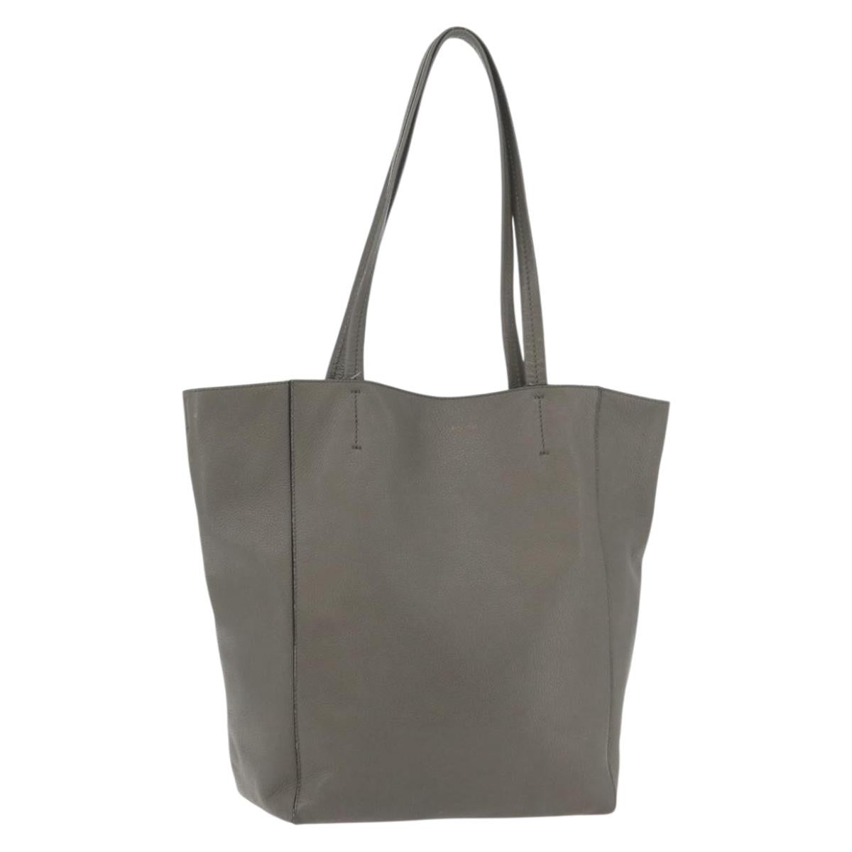 Celine CELINE Cabas Phantom Tote Bag Leather Gray Silver Authentic hk3679