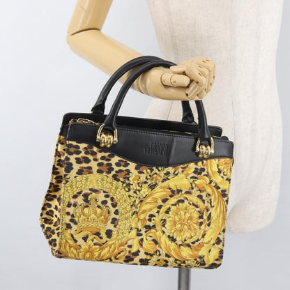 Versace VERSACE Hand Bag PVC Leather Yellow Gold Authentic 177929