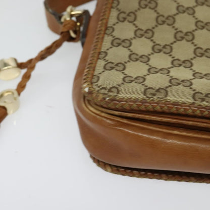 Gucci GUCCI GG Canvas Shoulder Bag Beige Gold 257024 Authentic BA2928