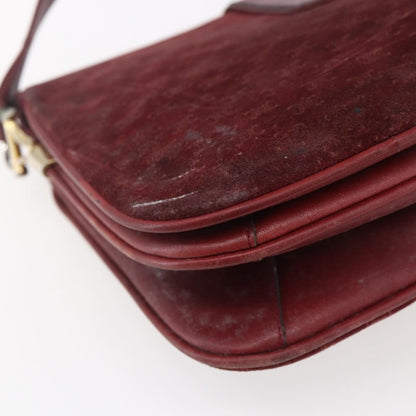 Celine CELINE Macadam Canvas Shoulder Bag Suede Bordeaux Gold Authentic BA7684