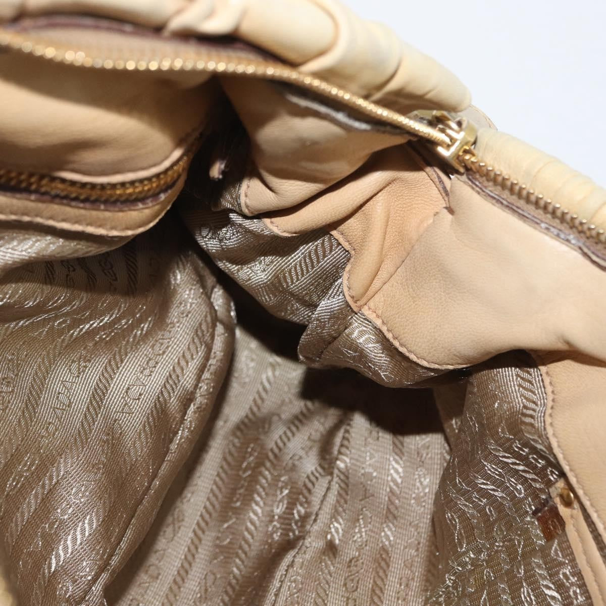 Prada PRADA Hand Bag Leather 2way Ivory Gold Authentic 173213