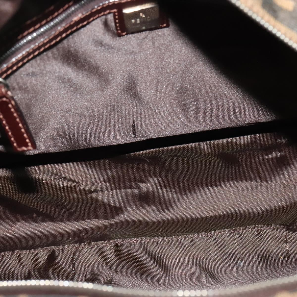 Fendi FENDI Zucca Canvas Hand Bag Black Brown Authentic ar13658