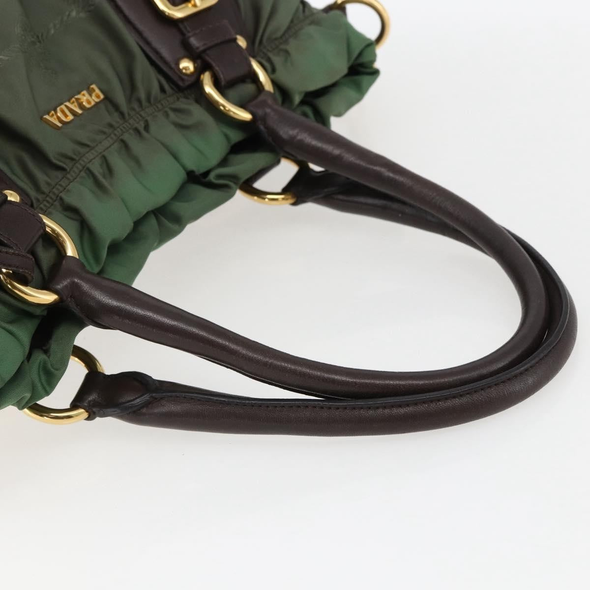 Prada PRADA Hand Bag Nylon 2way Khaki Gold Authentic 170942