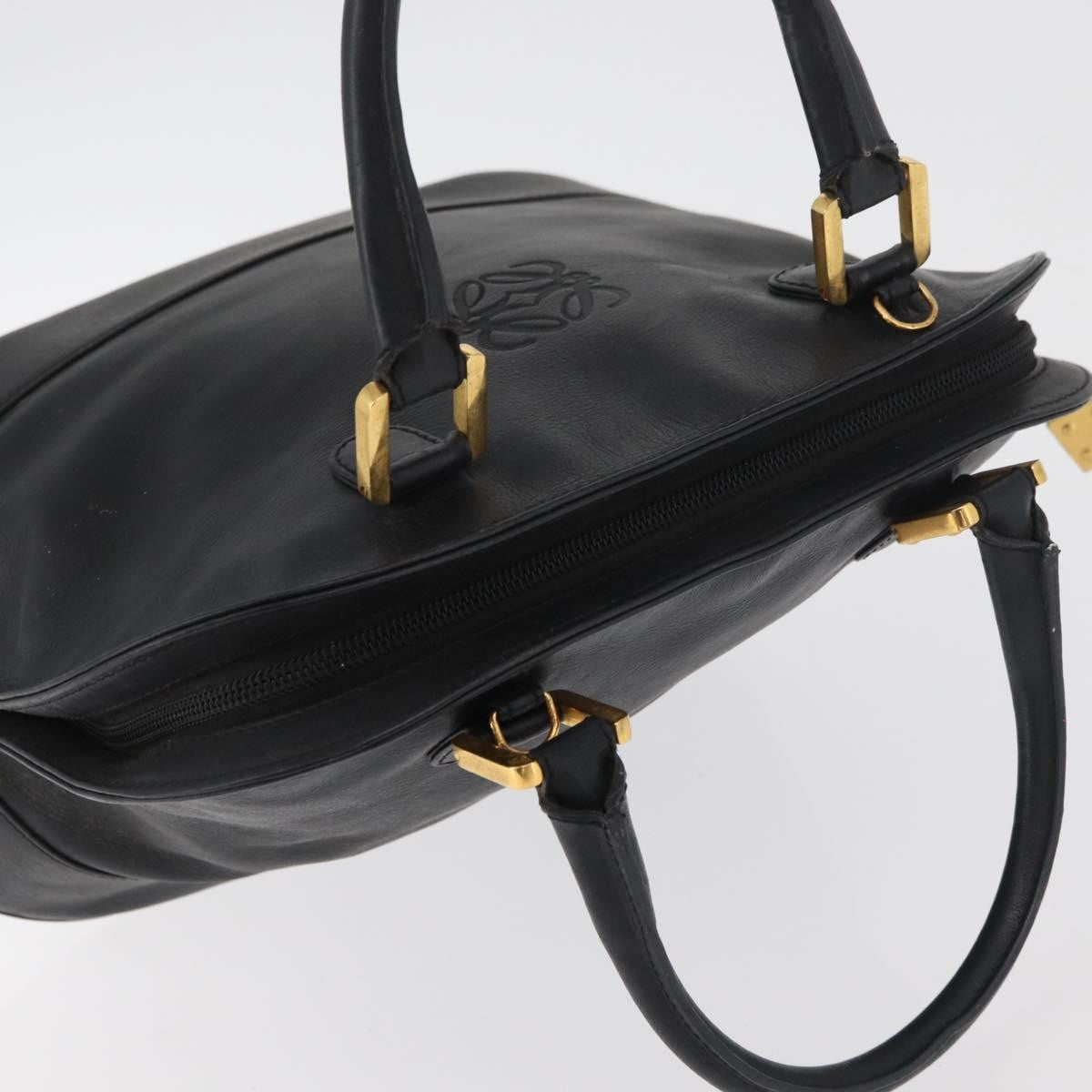 Loewe LOEWE Anagram Hand Bag Leather Black Gold Authentic bs34927