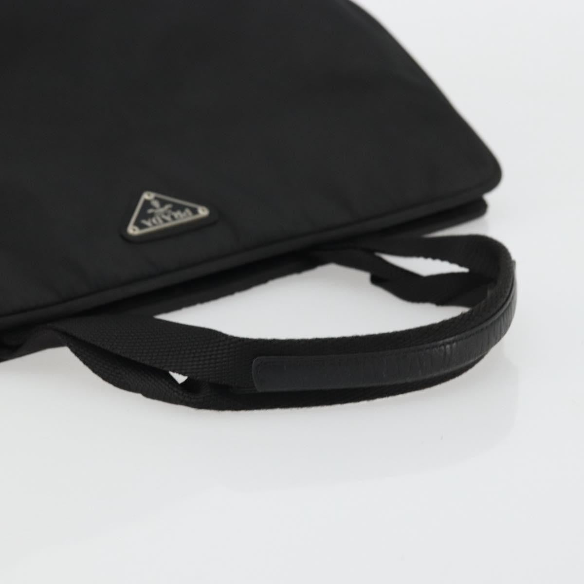 Prada PRADA Hand Bag Nylon Black Silver Authentic 175692