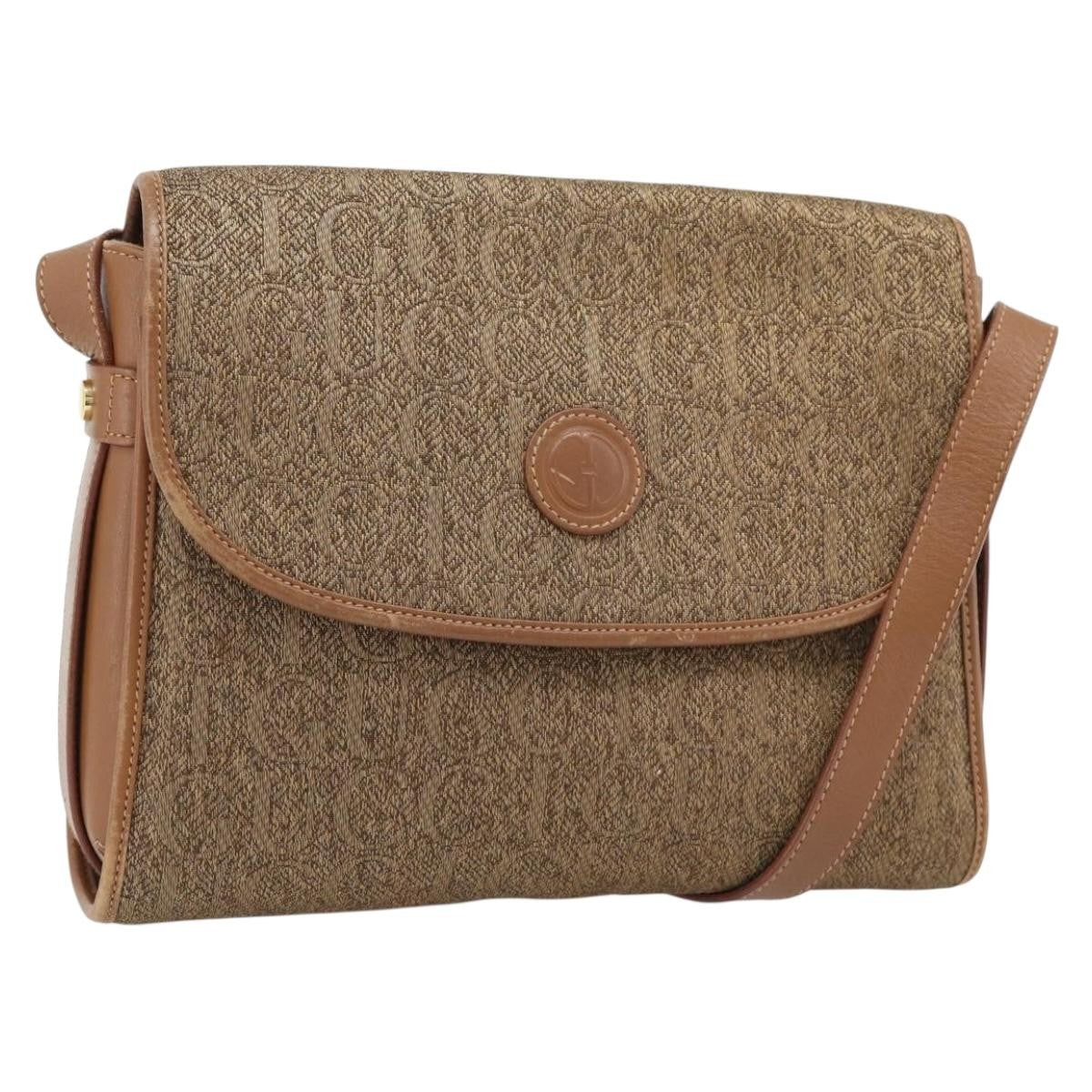 Gucci GUCCI Shoulder Bag Canvas Beige Gold 001 46 0712 Authentic 180722
