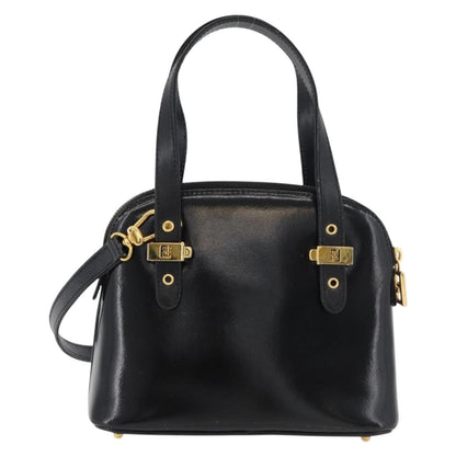 Fendi FENDI Hand Bag Patent leather 2way Black Gold Authentic ti3390