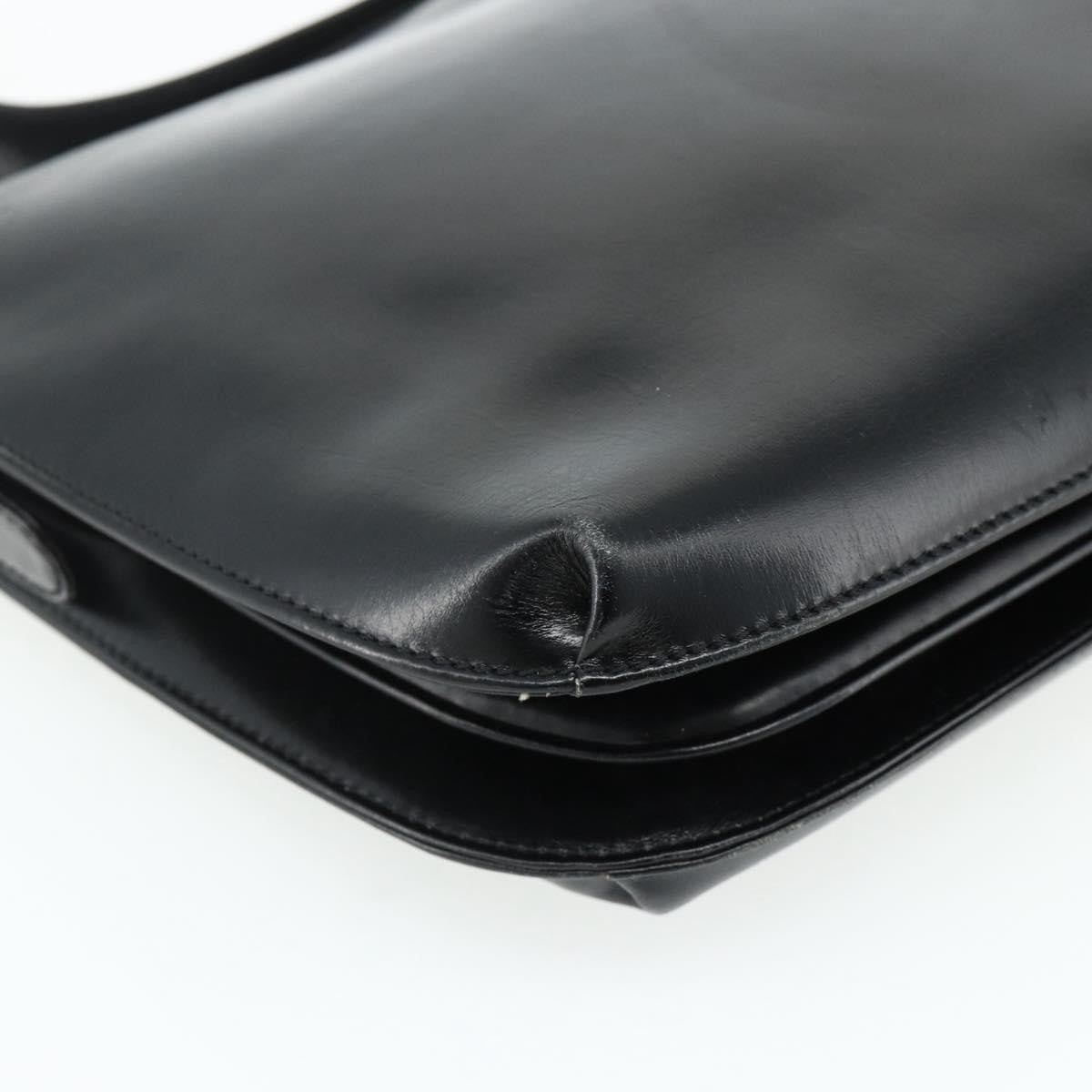 Loewe LOEWE Anagram Shoulder Bag Leather Black Gold Authentic 177548