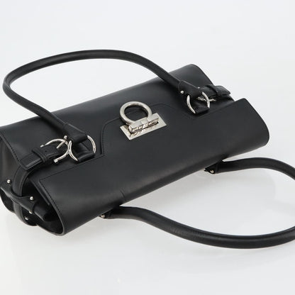 Salvatore Ferragamo Salvatore Ferragamo Gancini Hand Bag Leather Black Silver Authentic 180592