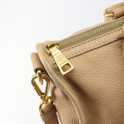 Prada PRADA Hand Bag Leather 2way Beige Gold Authentic ka1190