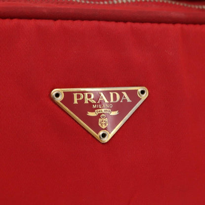 Prada PRADA Hand Bag Nylon Red Gold Authentic ki6141
