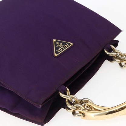 Prada PRADA Hand Bag Nylon Purple Gold Authentic ti3637