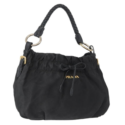 Prada PRADA Hand Bag Nylon Black Gold Authentic 172825