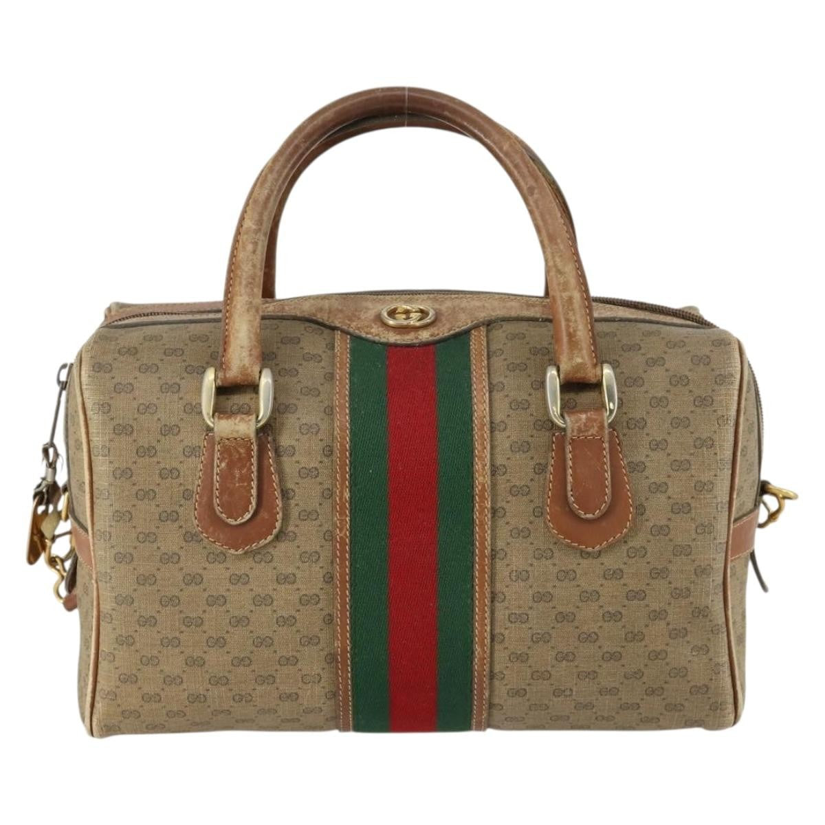 Gucci GUCCI Micro GG Supreme Web Sherry Line Bag PVC Beige 002 58 4422 Authentic 160595