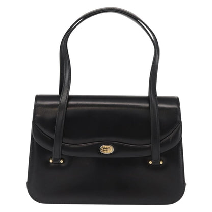 Gucci GUCCI Hand Bag Leather Black Gold Authentic 149354