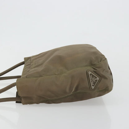 Prada PRADA Tote Bag Nylon Khaki Silver Authentic BA12923