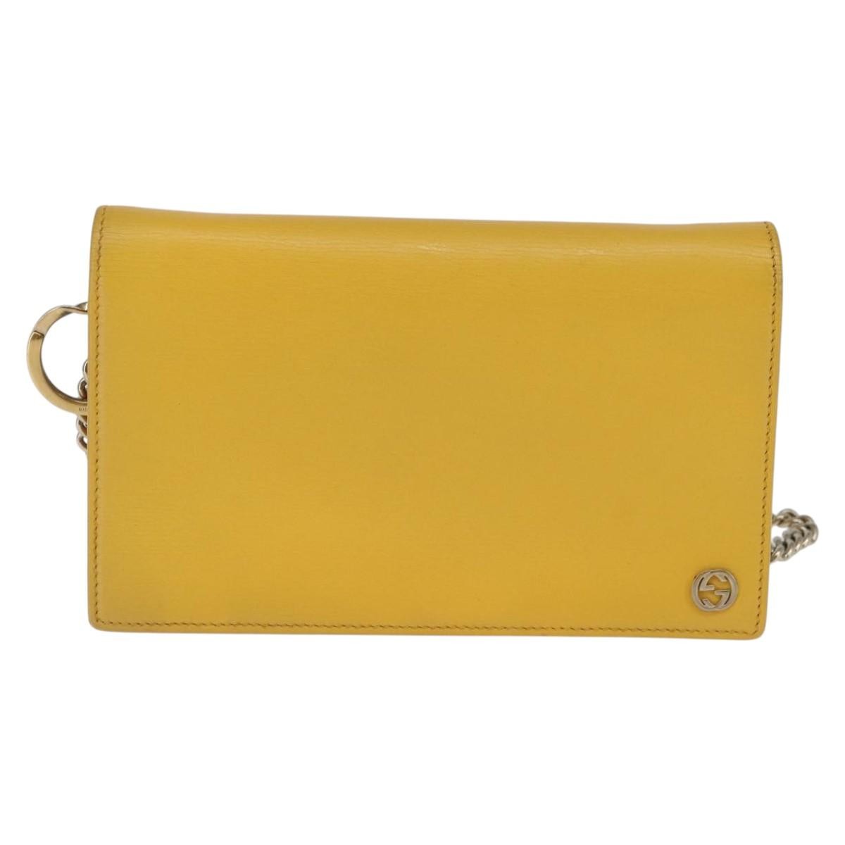 Gucci GUCCI Chain Shoulder Bag Leather Yellow 354697 Authentic 142696