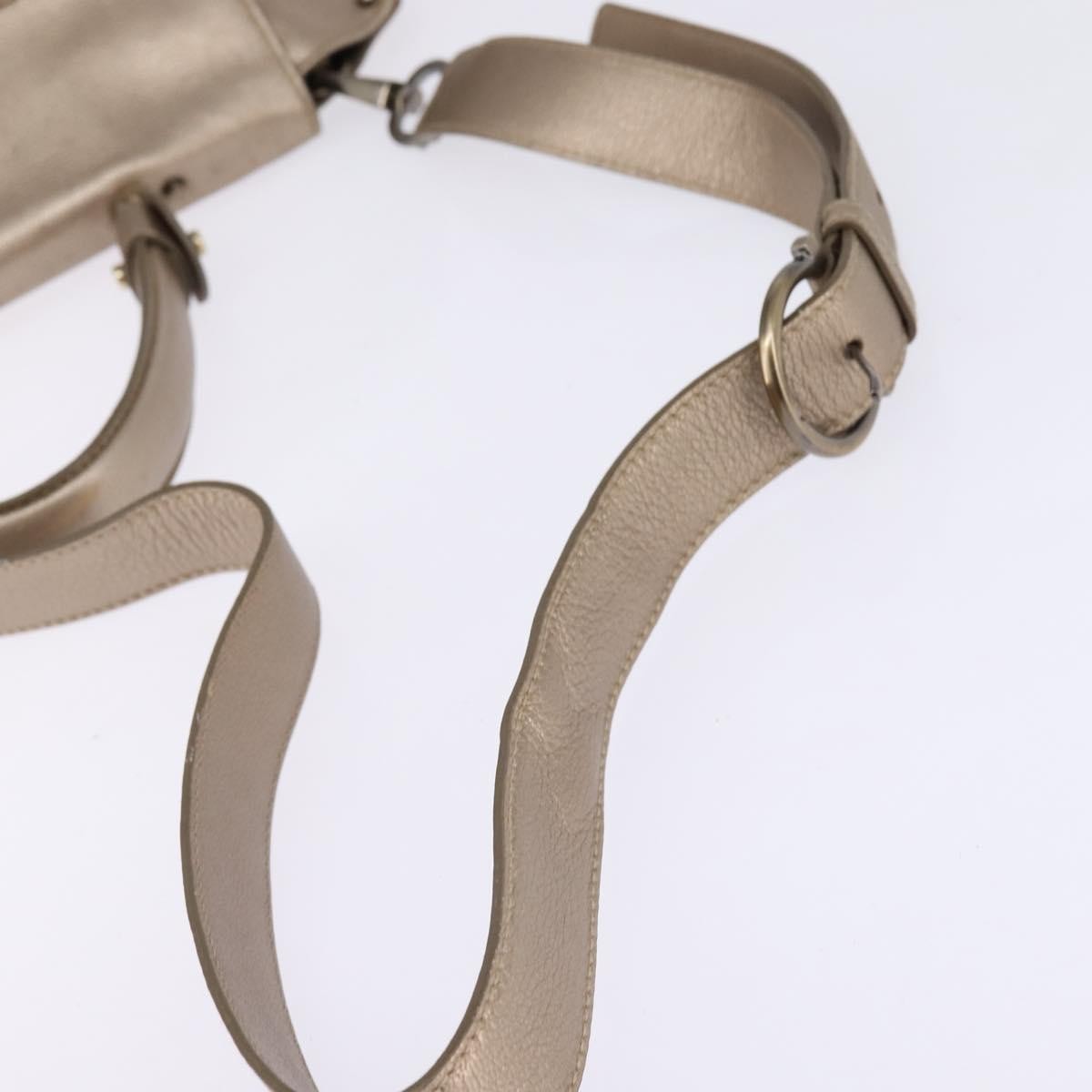 Salvatore Ferragamo Salvatore Ferragamo Gancini Hand Bag Leather 2way Beige Gold Authentic BA5964