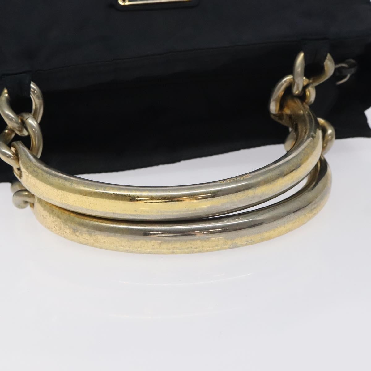 Prada PRADA Hand Bag Nylon Black Gold Authentic 127868