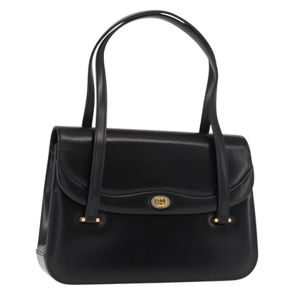 Gucci GUCCI Hand Bag Leather Black Gold Authentic 149354
